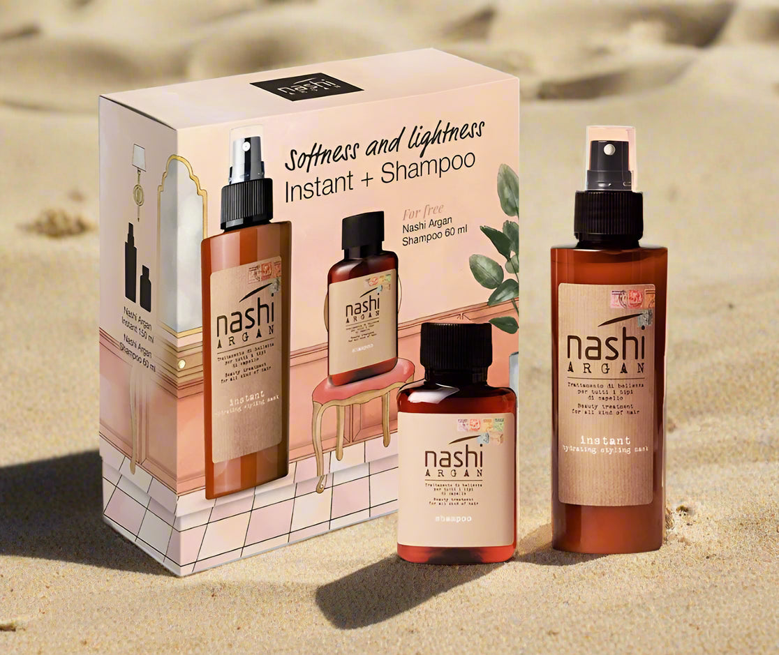 Nashi Argan hydrating mask with shampoo and spray for soft, light hair care