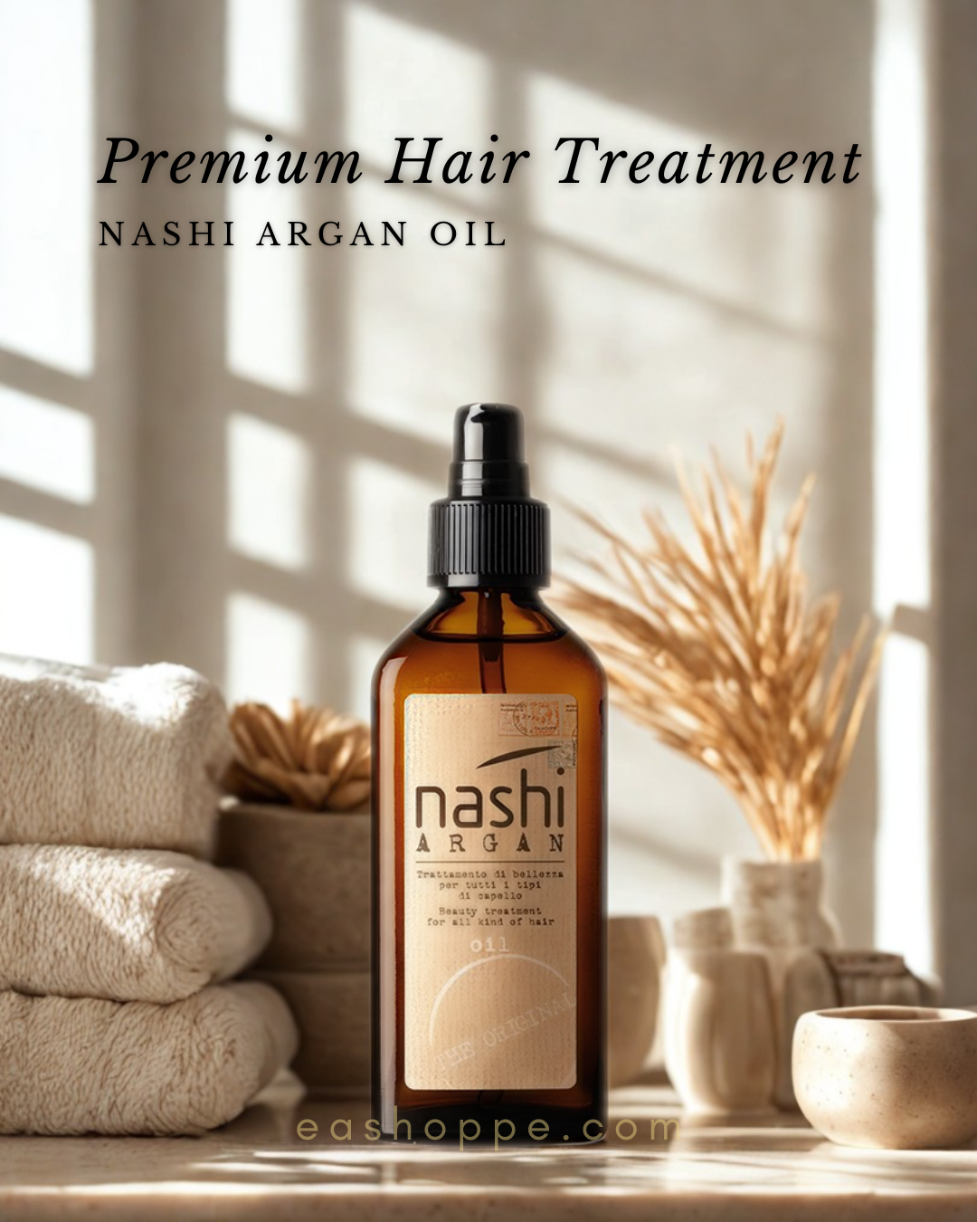 Nashi Argan Oil 100ml premium hair treatment in a stylish bottle for healthy, shiny hair